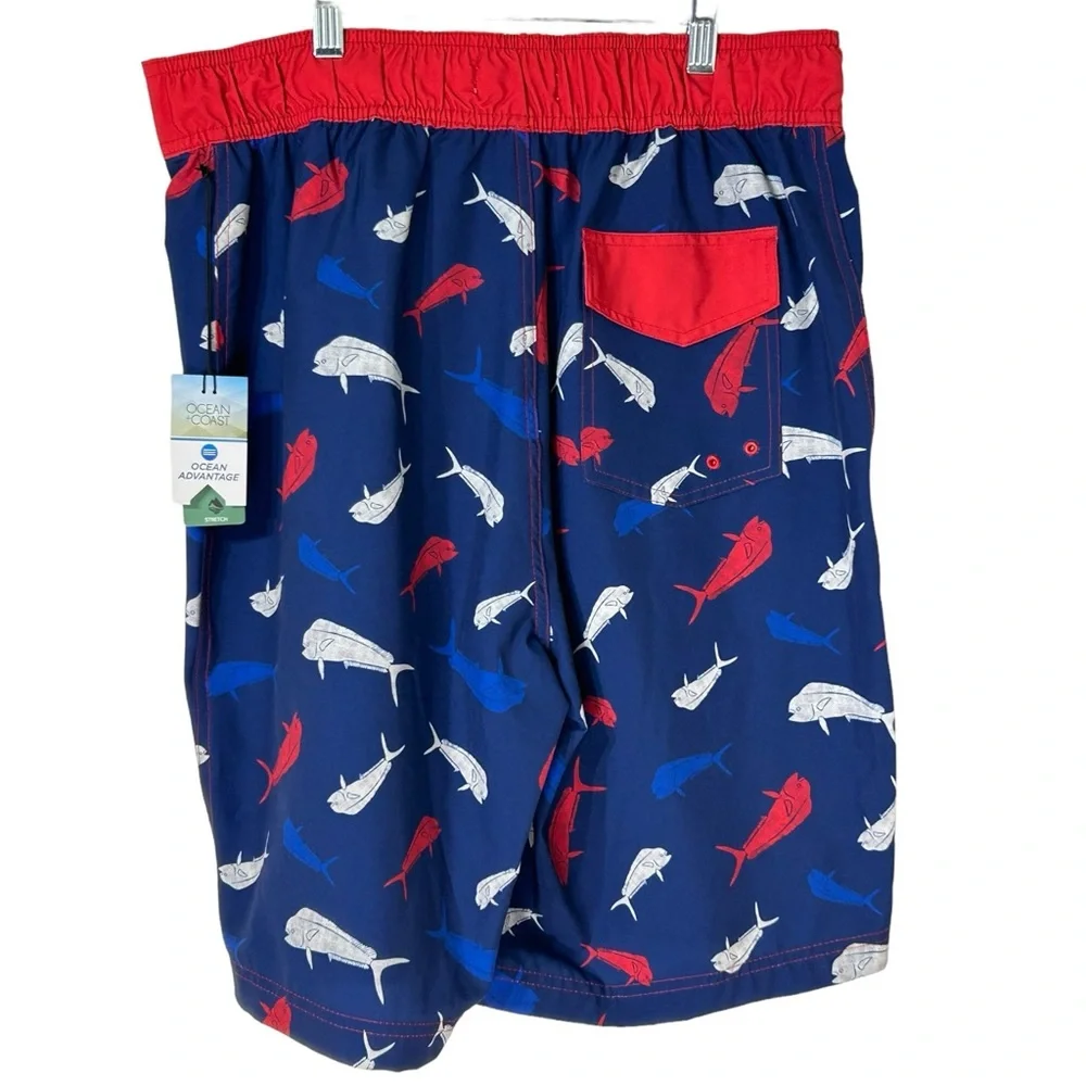 Ocean + Coast - Ocean‎ Advantage Red White & Blue Swim Trunks -Youth Size Medium